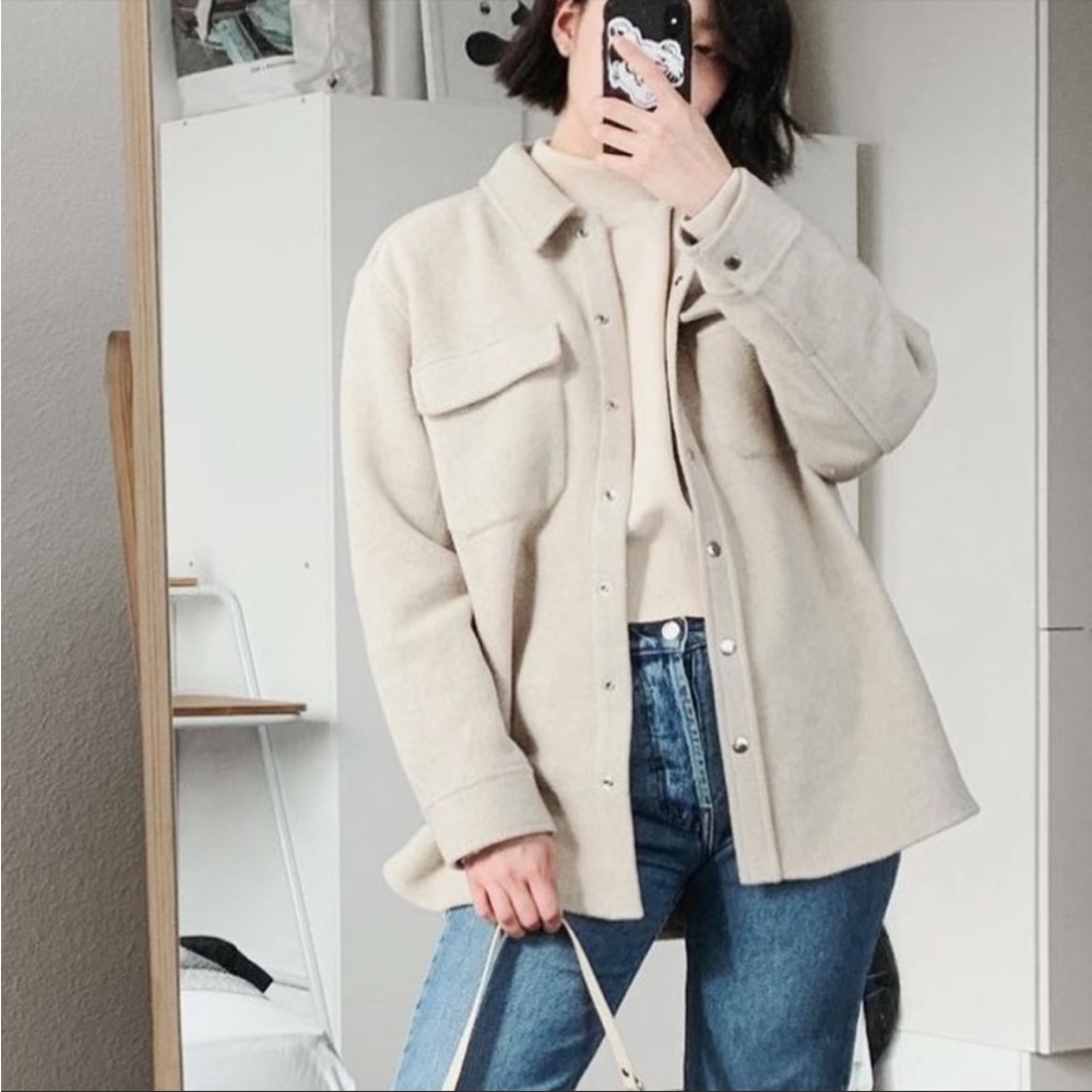 & Other Stories Cream Overshirt Jacket
